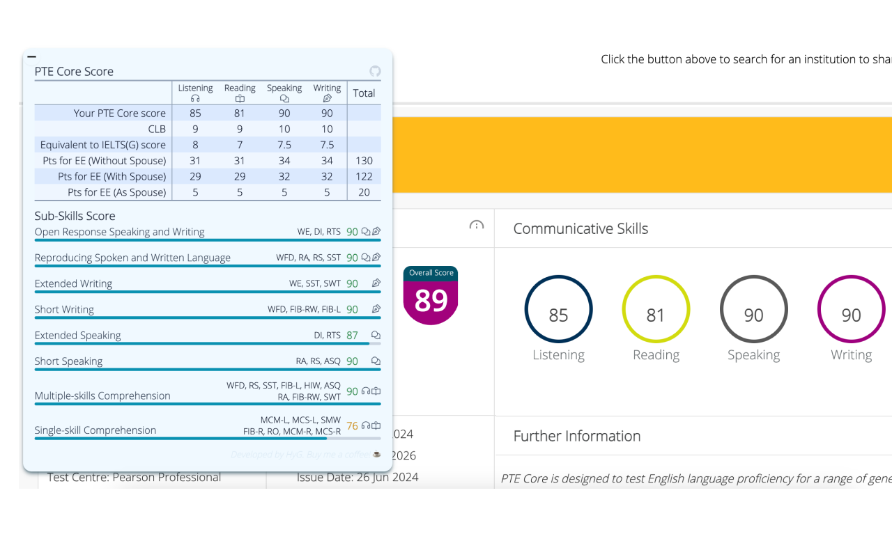 PTE Sub-Scores Breakdown - 截图 3