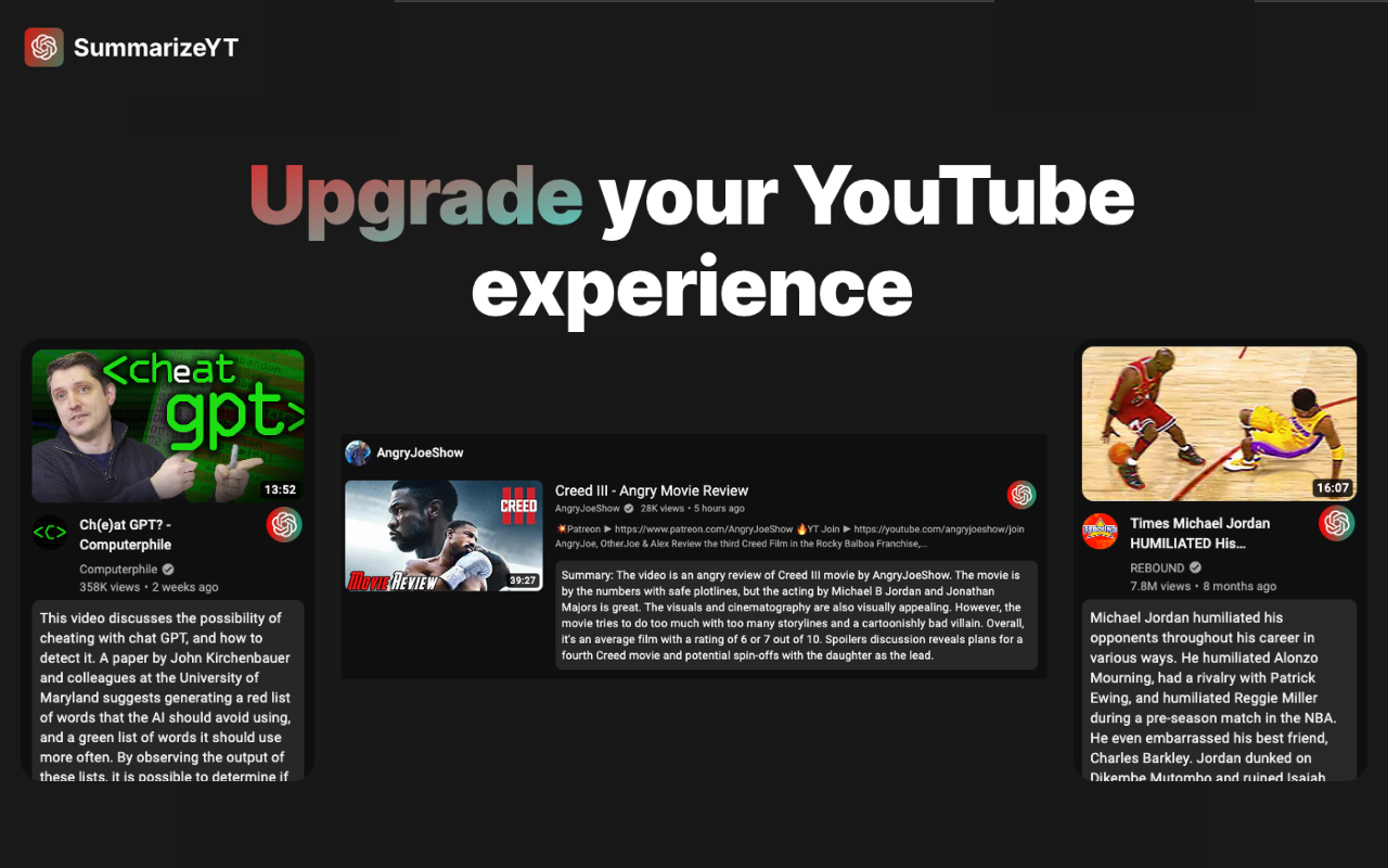 SummarizeYT - YouTube Summary with ChatGPT - 截图 1