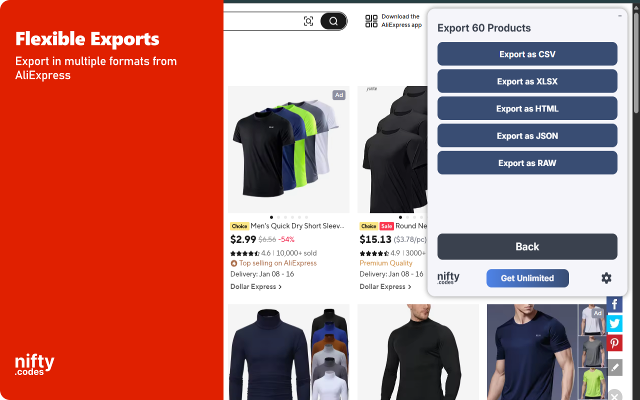 A-Market Scraper：导出产品、评论、变体及更多 - 截图 2
