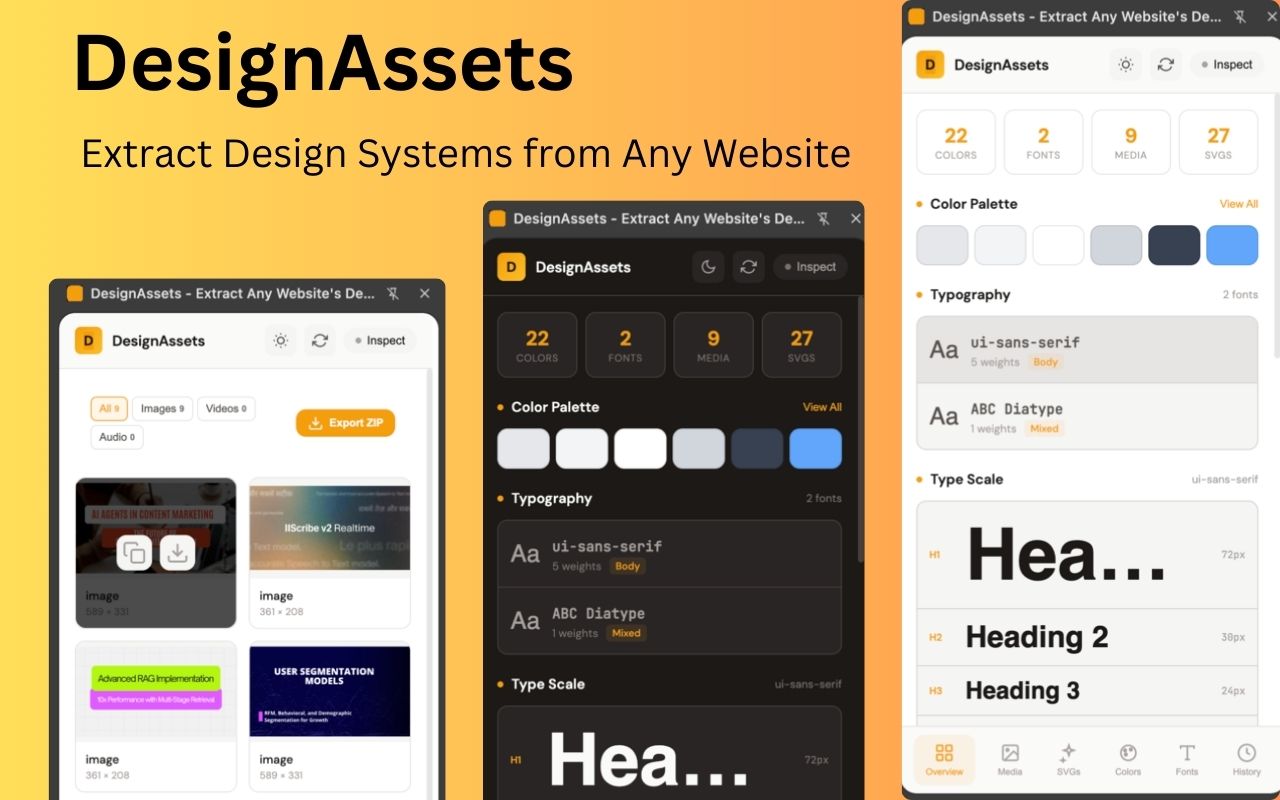 DesignAssets - Extract Any Website's Design - 截图 1
