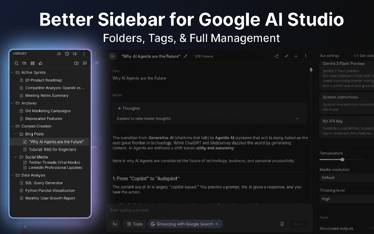 Gemini & AI Studio 增强侧边栏 - 截图 5