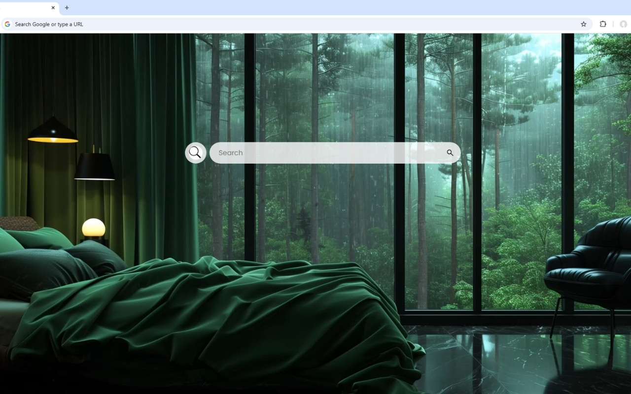 Green Room and Forest Rain Live Wallpaper chrome谷歌浏览器插件_扩展第1张截图