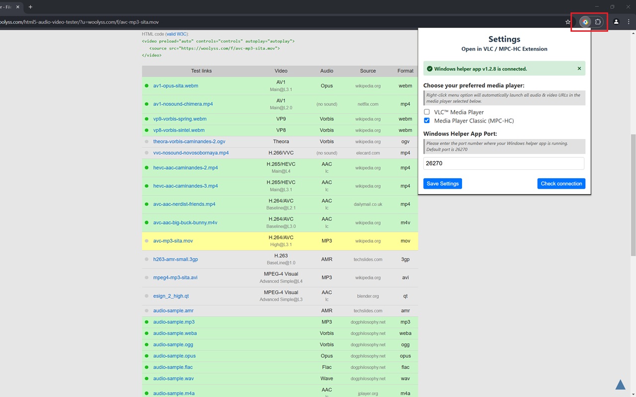 Open in VLC / MPC-HC chrome谷歌浏览器插件_扩展第3张截图