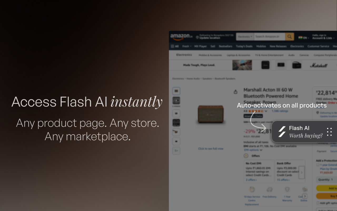 Flash AI -  Unbiased Reviews. Lowest Prices chrome谷歌浏览器插件_扩展第2张截图