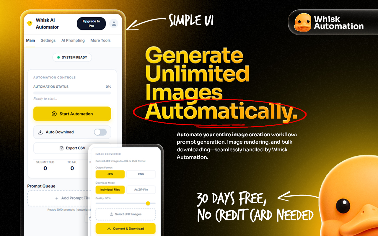 Whisk Automation for bulk image generation & Auto prompt for Whisk AI chrome谷歌浏览器插件_扩展第3张截图