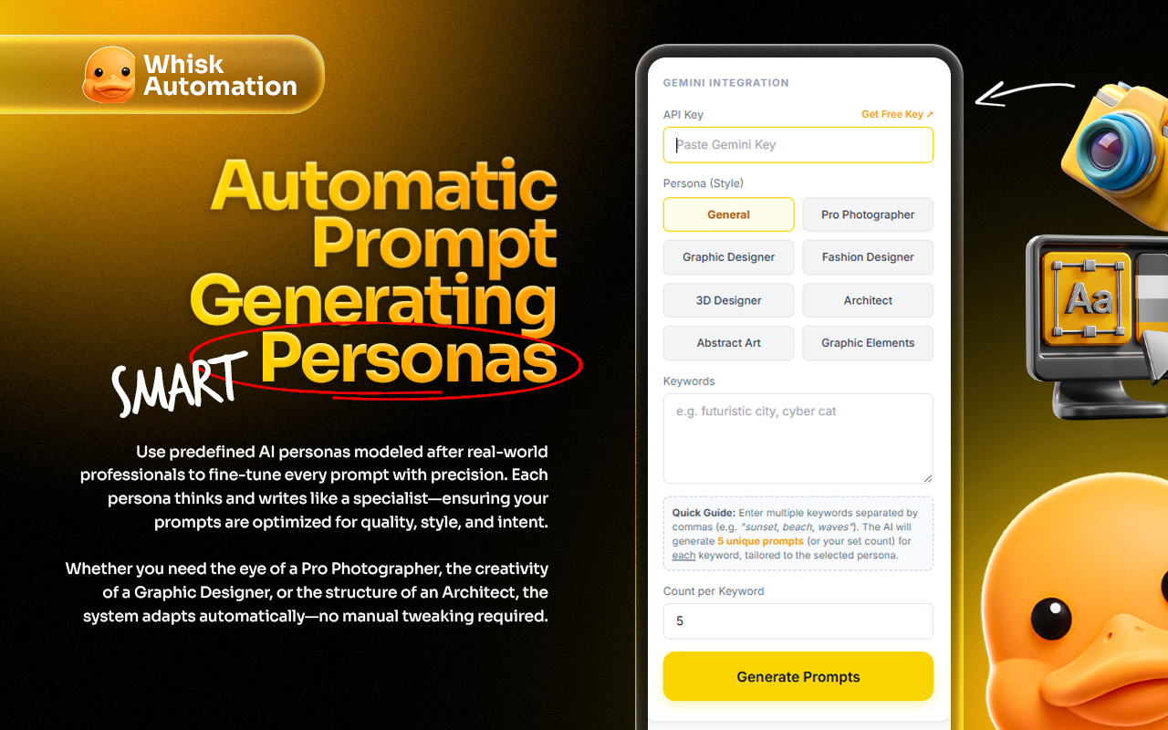 Whisk Automation for bulk image generation & Auto prompt for Whisk AI chrome谷歌浏览器插件_扩展第4张截图