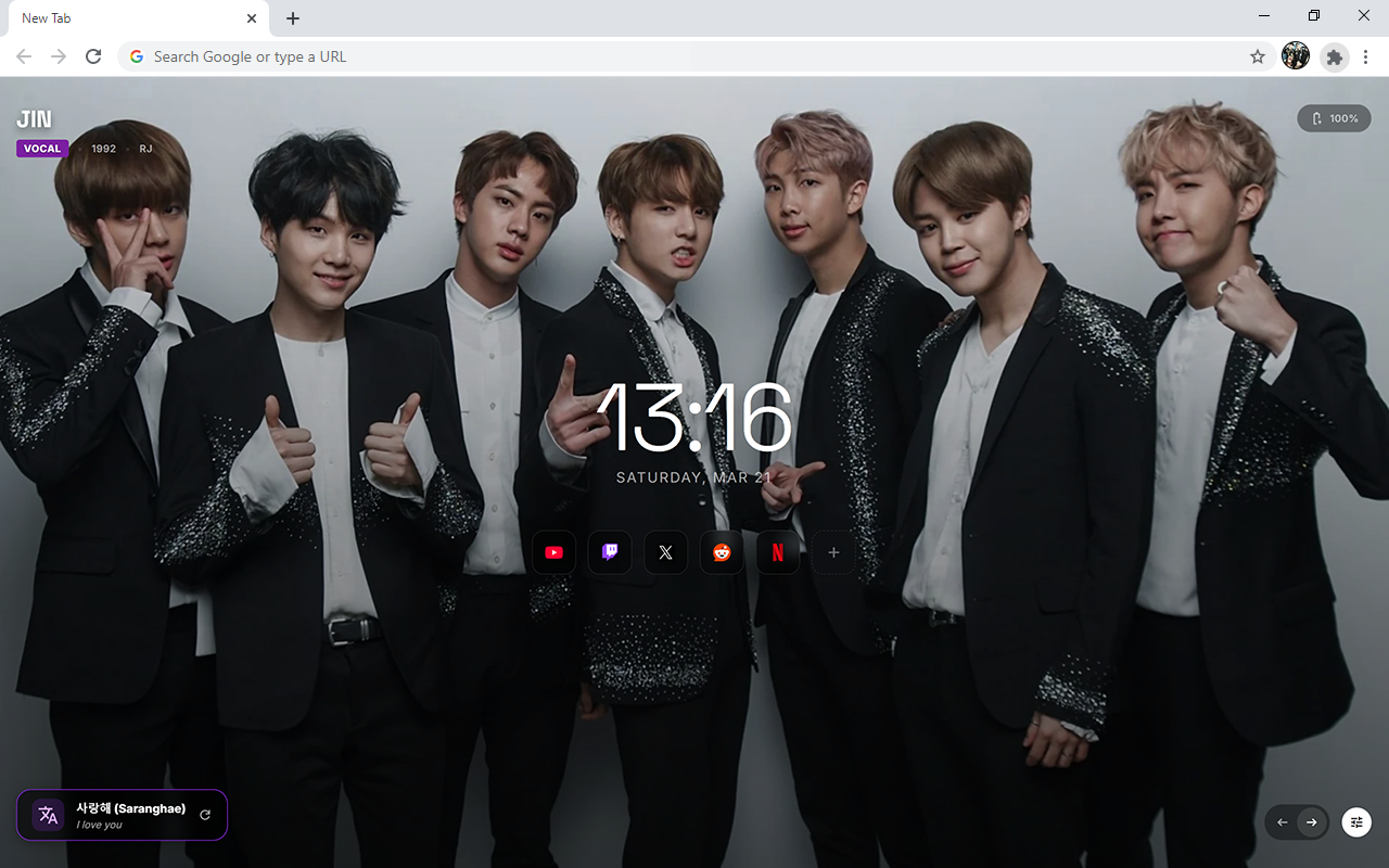 Bangtan Boys Members HD Wallpaper New Tab - 截图 2
