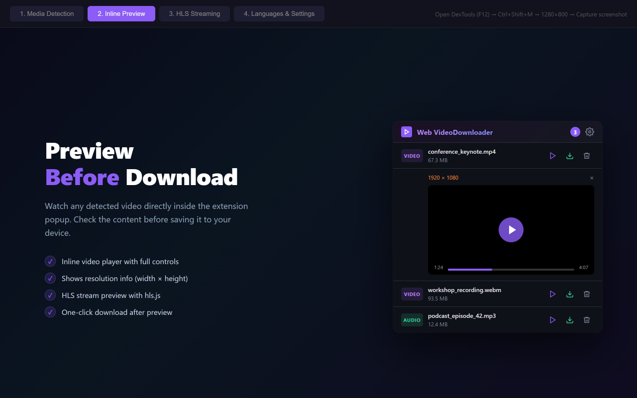 Web VideoDownloader chrome谷歌浏览器插件_扩展第4张截图