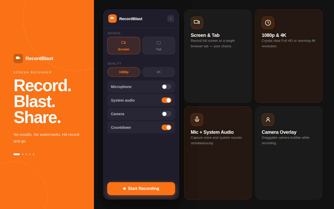 RecordBlast — 强大的屏幕录制工具 - 截图 5
