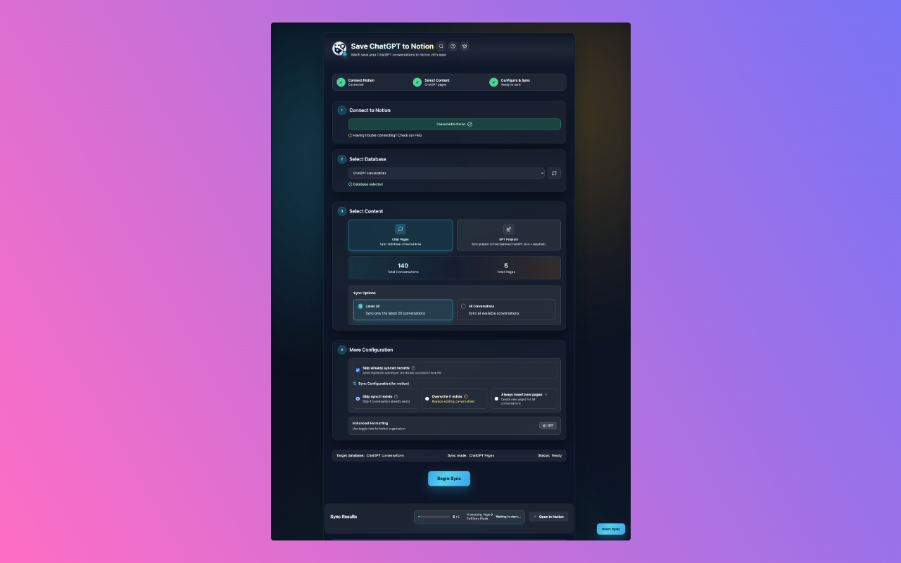 批量一键保存 ChatGPT 对话到 Notion - 截图 3