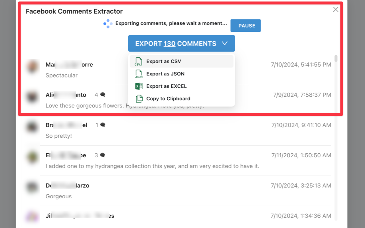 FB 评论导出器 - 提取 Facebook 评论 - 截图 2