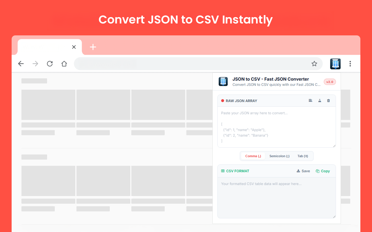 JSON to CSV - Fast JSON Converter - 截图 3