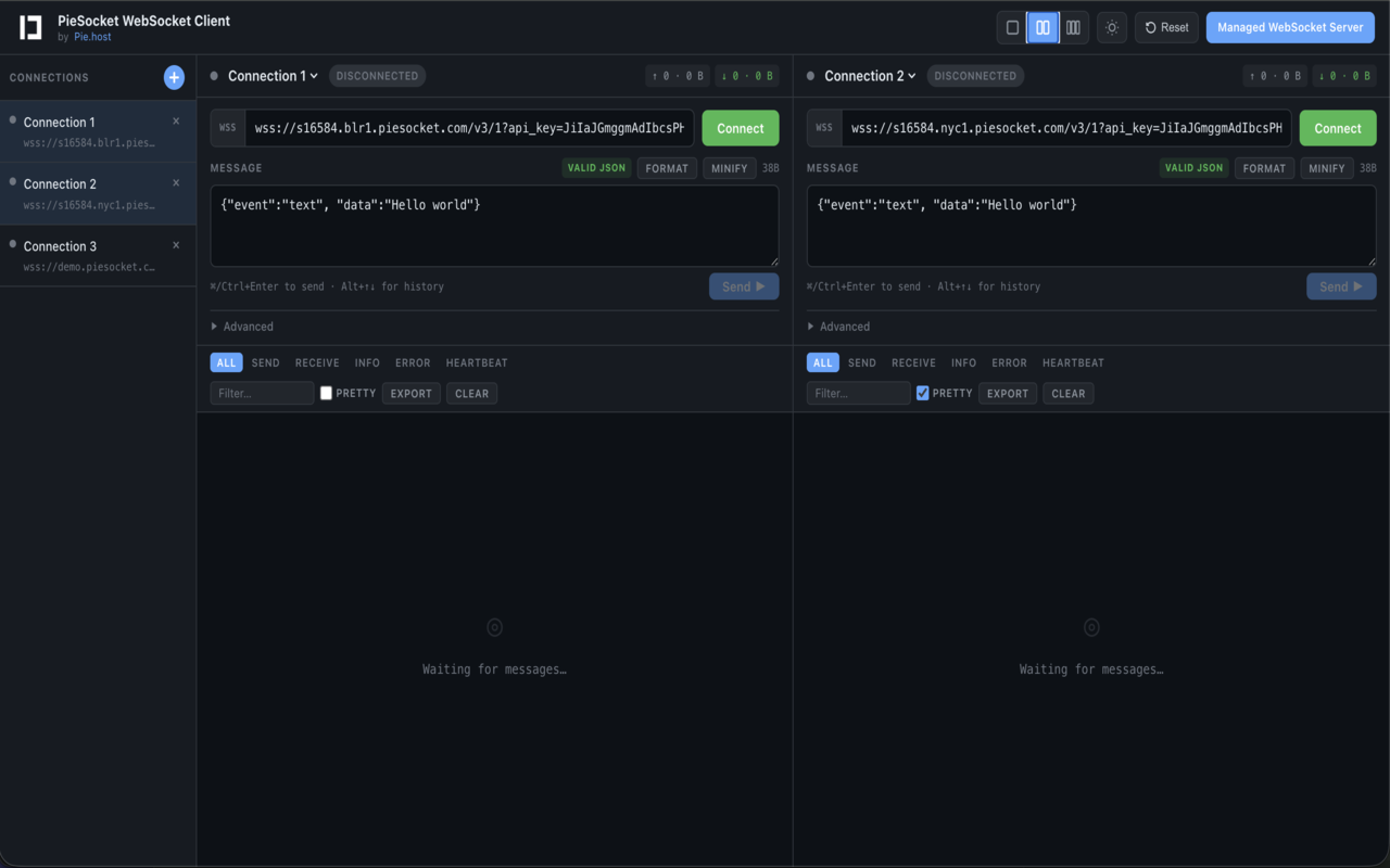 PieSocket WebSocket Tester - 截图 2