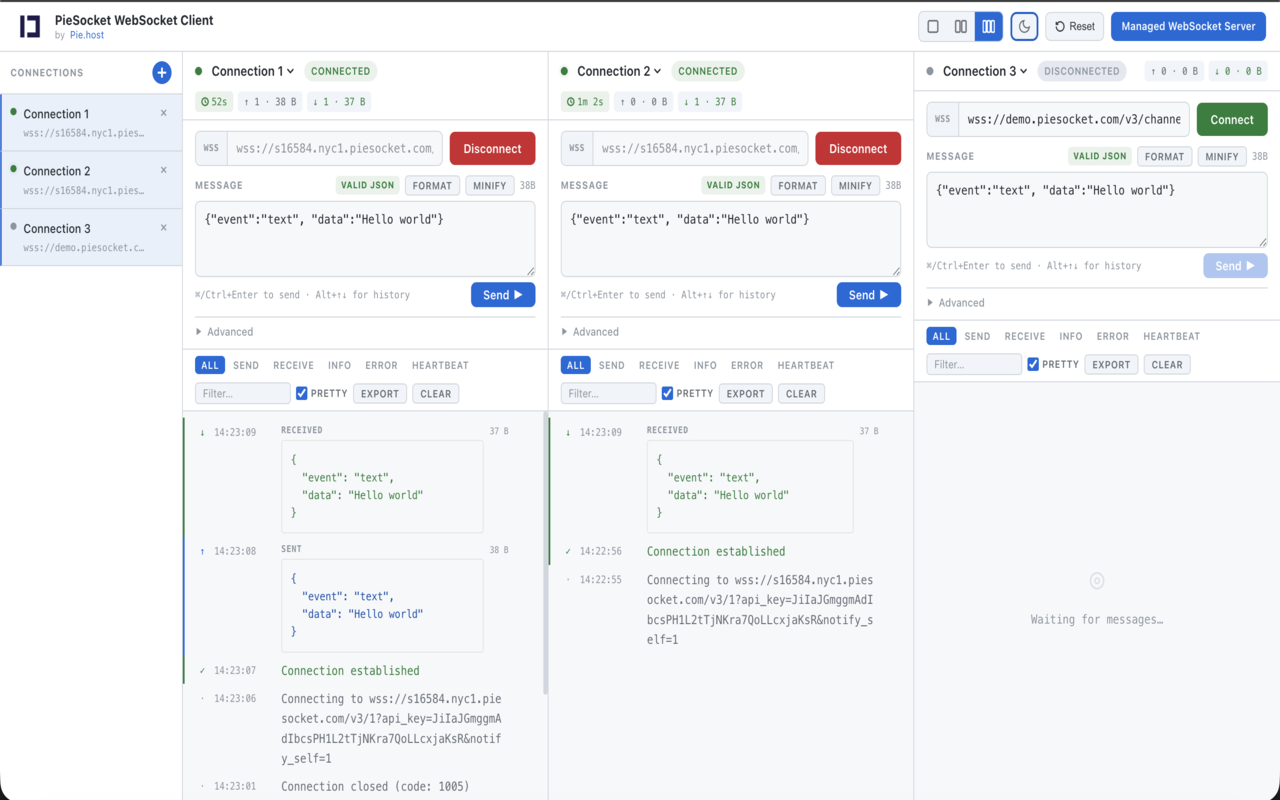 PieSocket WebSocket Tester - 截图 3
