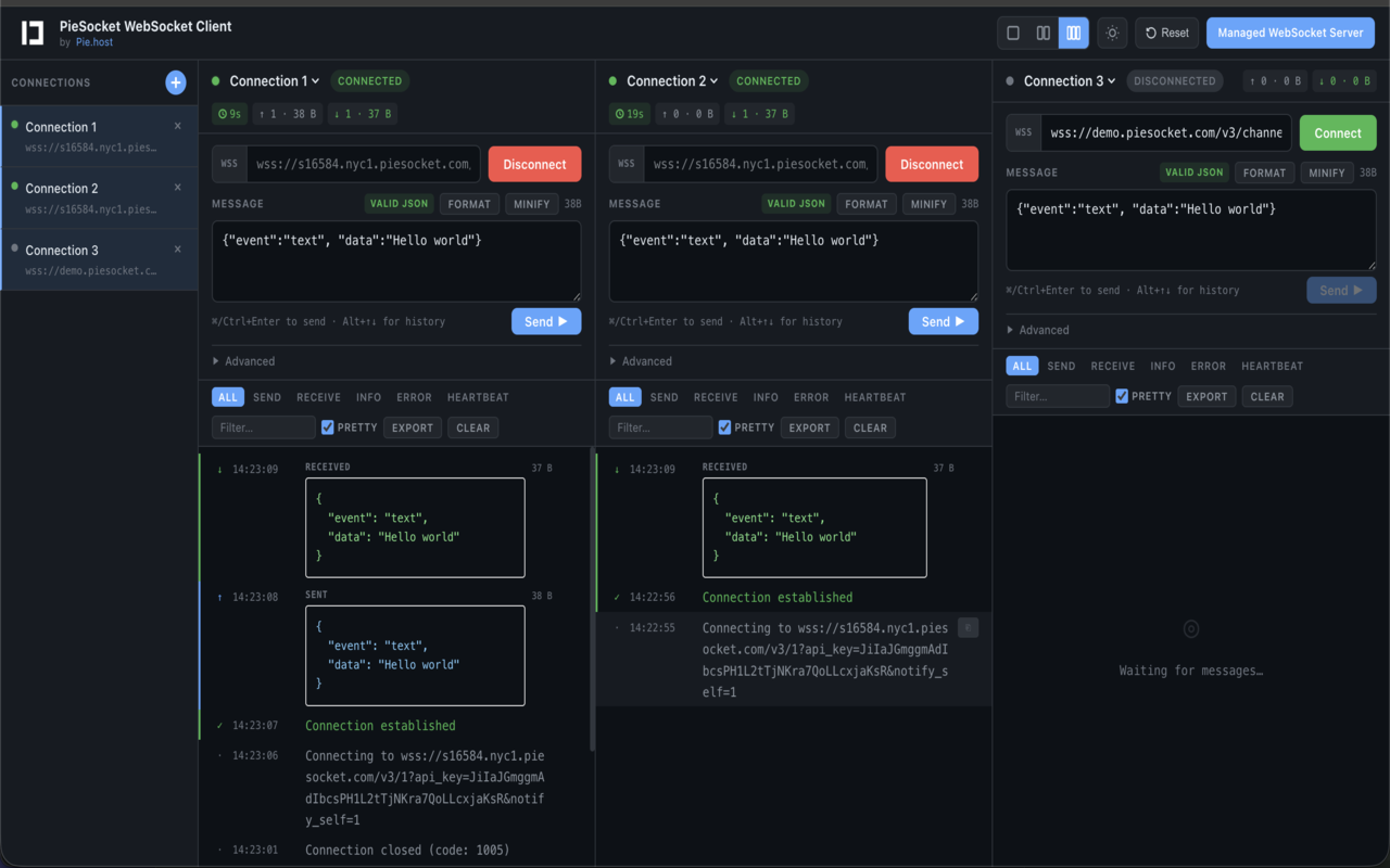 PieSocket WebSocket Tester - 截图 4