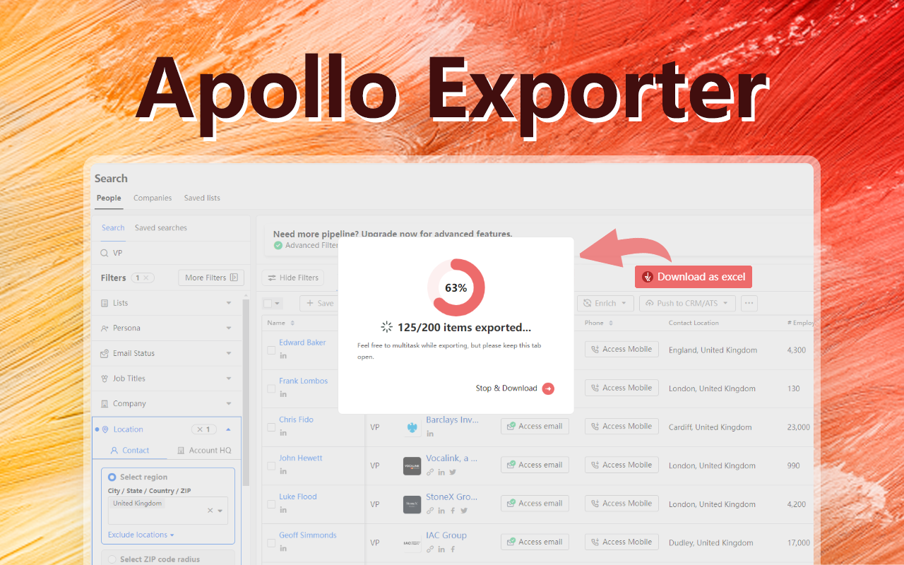 Apollo Exporter - Export Apollo.io Data - 截图 2