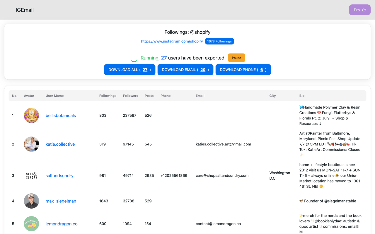 IGEmail - IG电子邮件抓取工具 - 截图 3