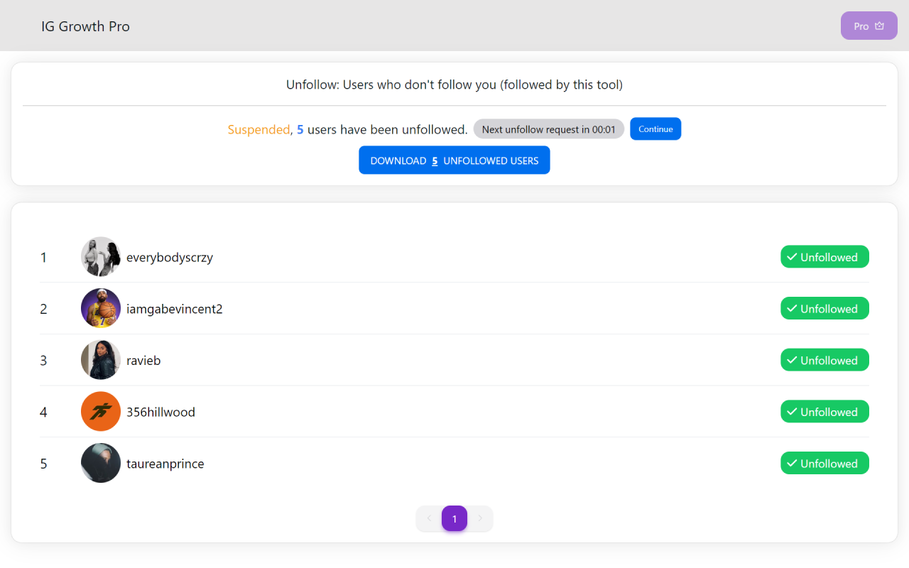 IG自动关注者 - 自动关注 / 取消关注 - 截图 2