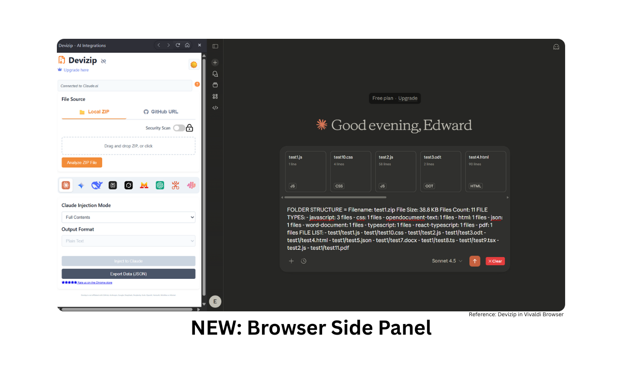 Devizip - ZIP & GitHub Uploader for Claude, Gemini, Grok and more - 截图 2