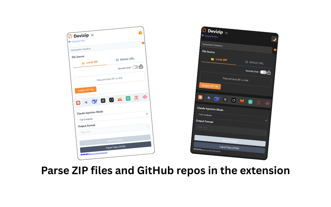 Devizip - ZIP & GitHub Uploader for Claude, Gemini, Grok and more - 截图 3