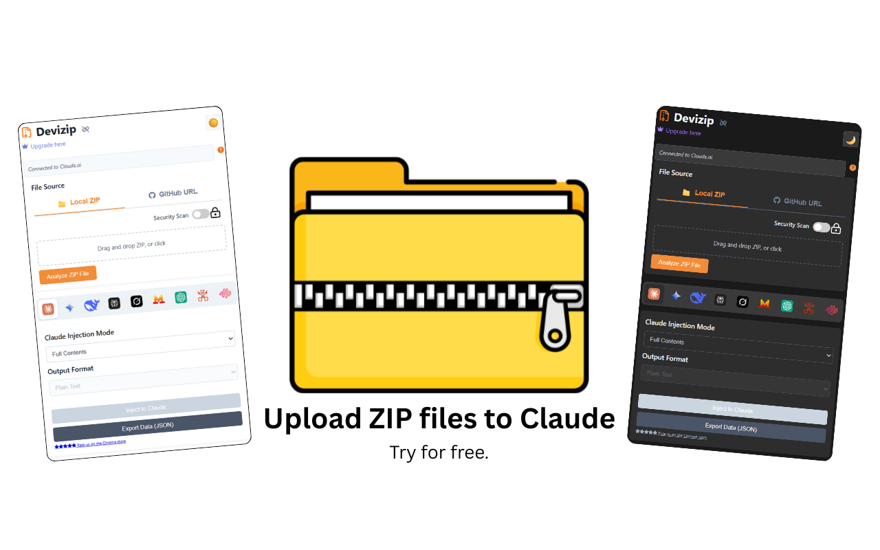 Devizip - ZIP & GitHub Uploader for Claude, Gemini, Grok and more - 截图 4