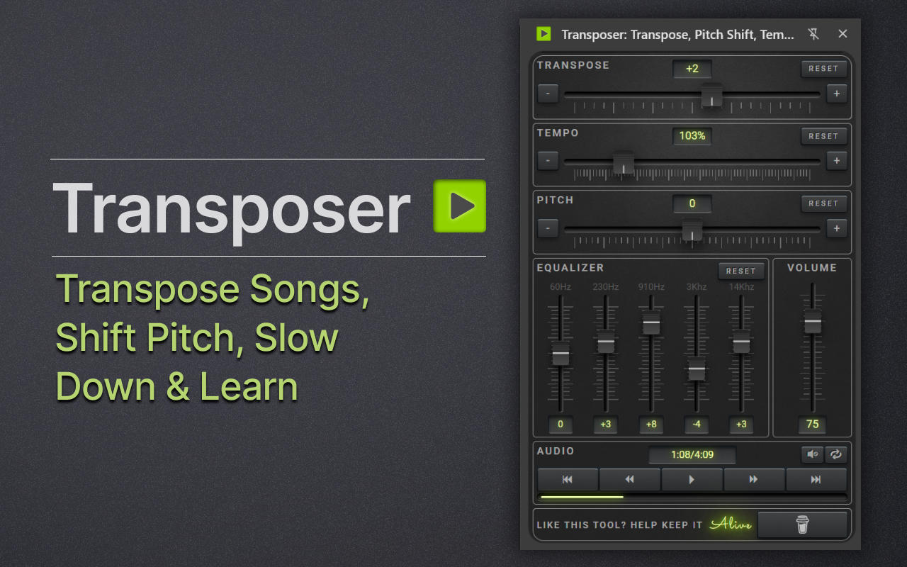 Transposer: Transpose, Pitch Shift, Tempo & Equalizer - 截图 3