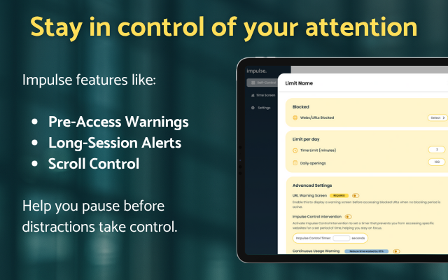 Impulse – Website Blocker, Screen Time & Focus Control - 截图 1