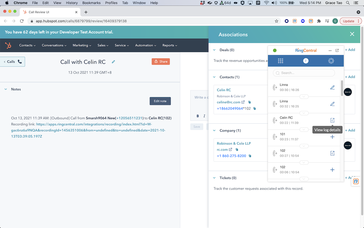 RingCentral for HubSpot - 截图 5