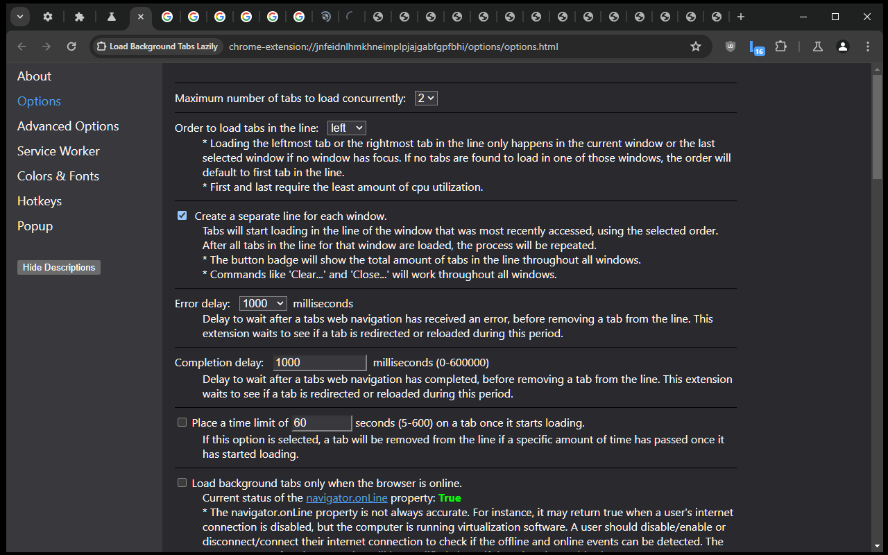 Load Background Tabs Lazily - 截图 2