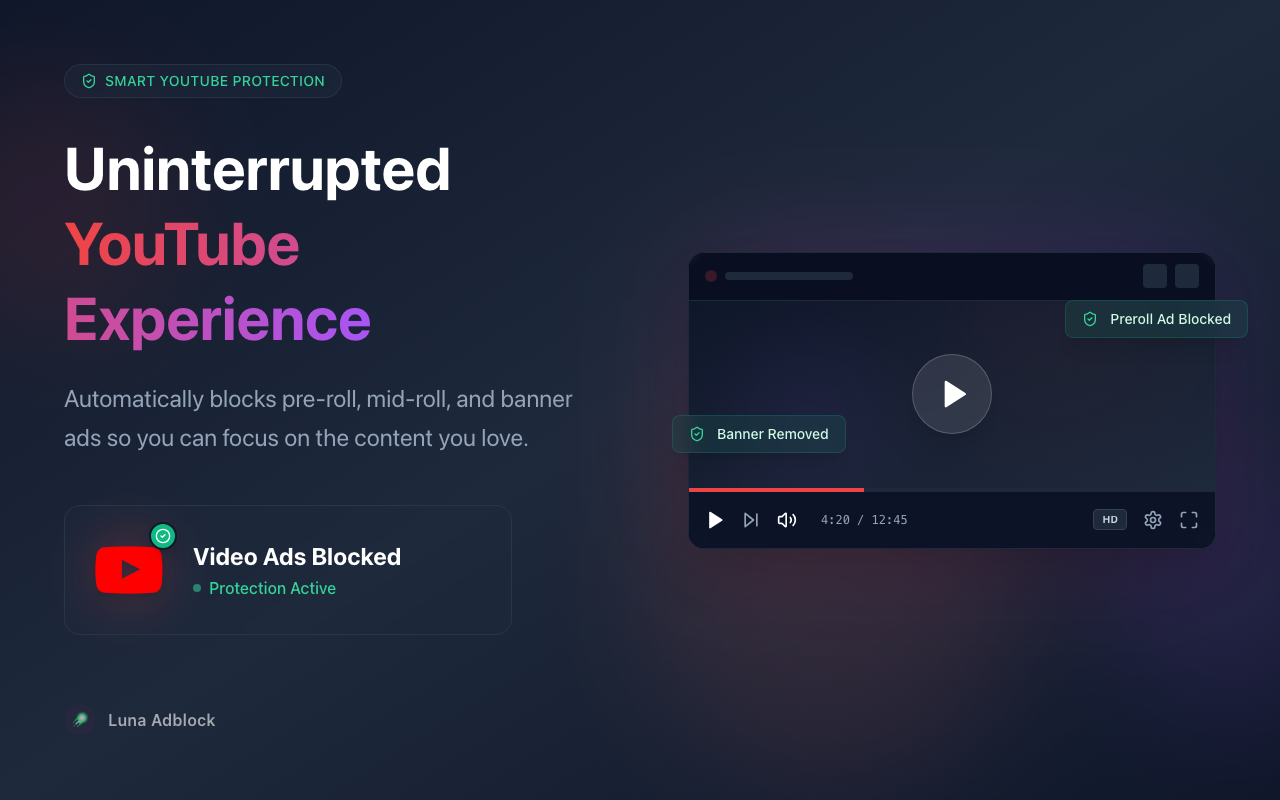 Luna Adblock for Youtube & Websites - 截图 4