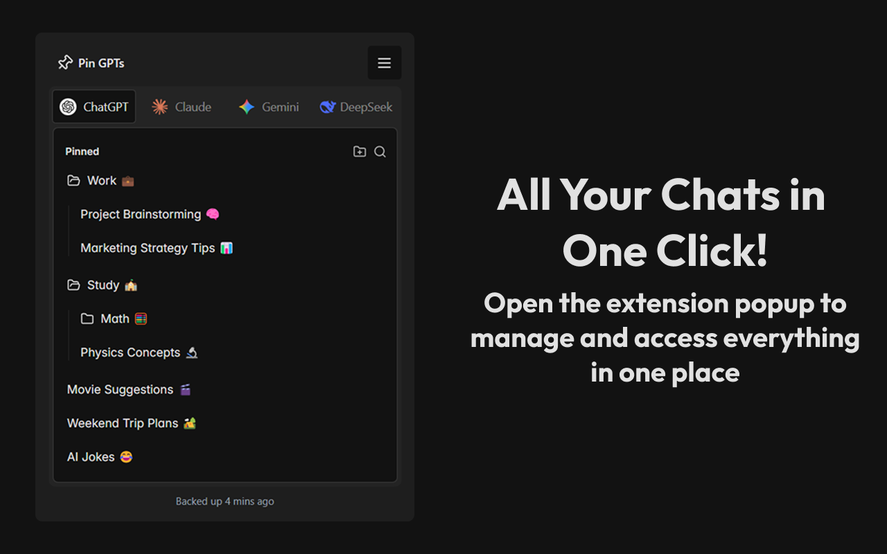 Pin GPTs - Pins and Folders for ChatGPT, Claude, Gemini, DeepSeek and Grok - 截图 3