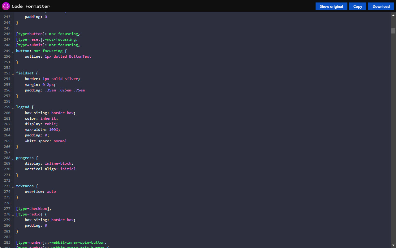 Code Formatter - JSON、CSS 和 JavaScript。 - 截图 3