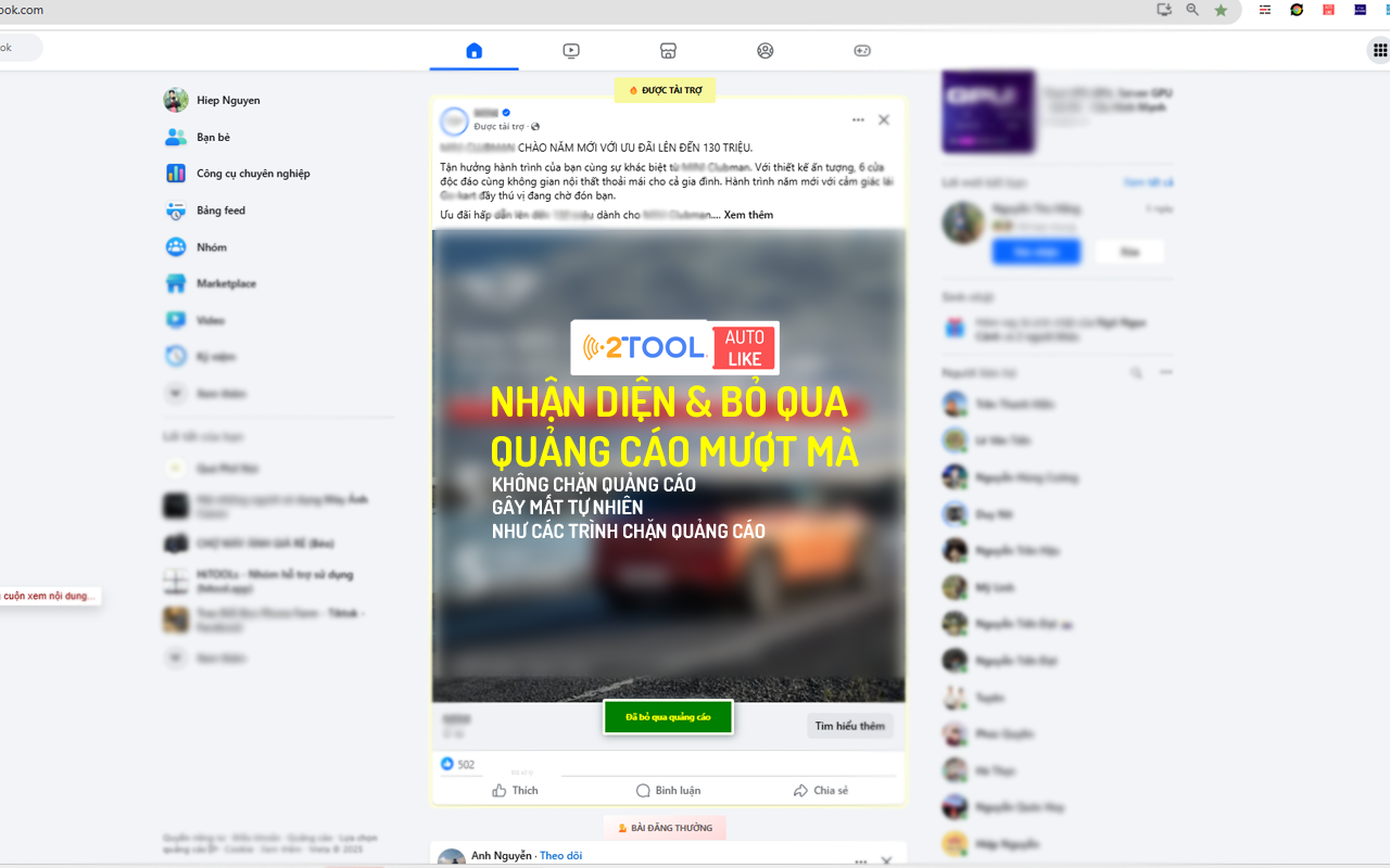 2TOOL - Auto Like & Thả tim tăng tương tác trên facebook - 截图 5