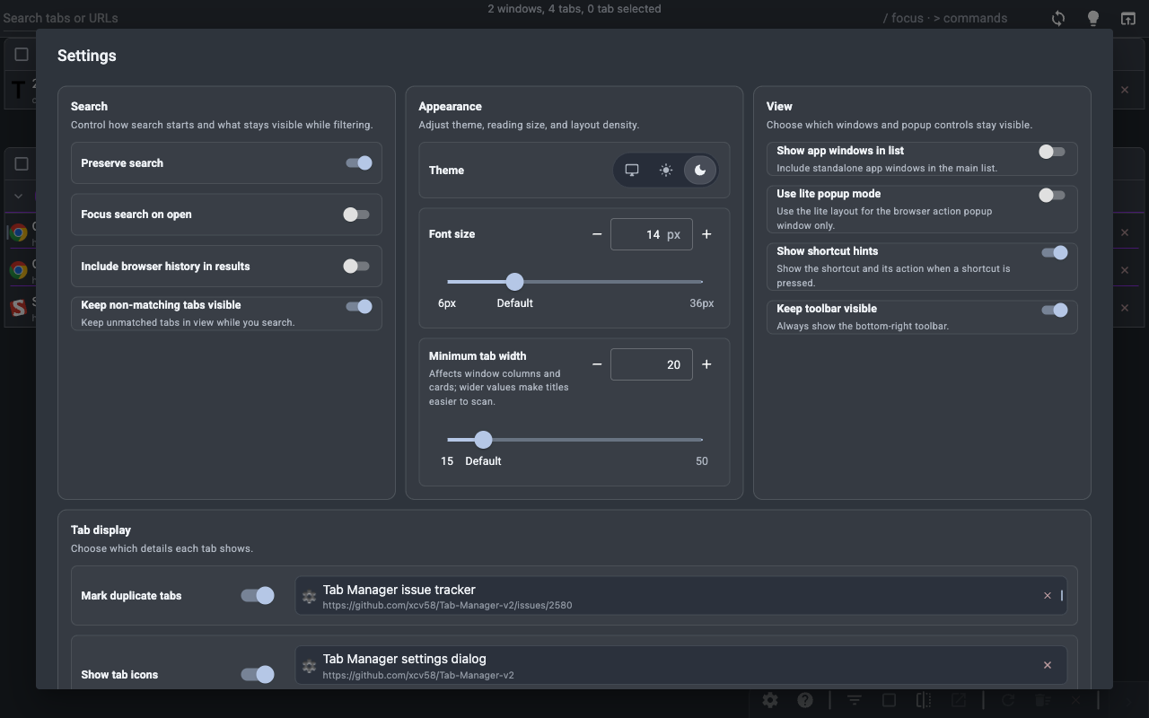 Tab Manager v2 - 截图 4