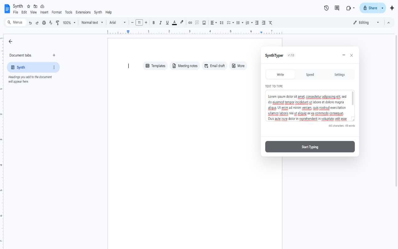 SynthTyper - Human Typer for Google Docs - 截图 3