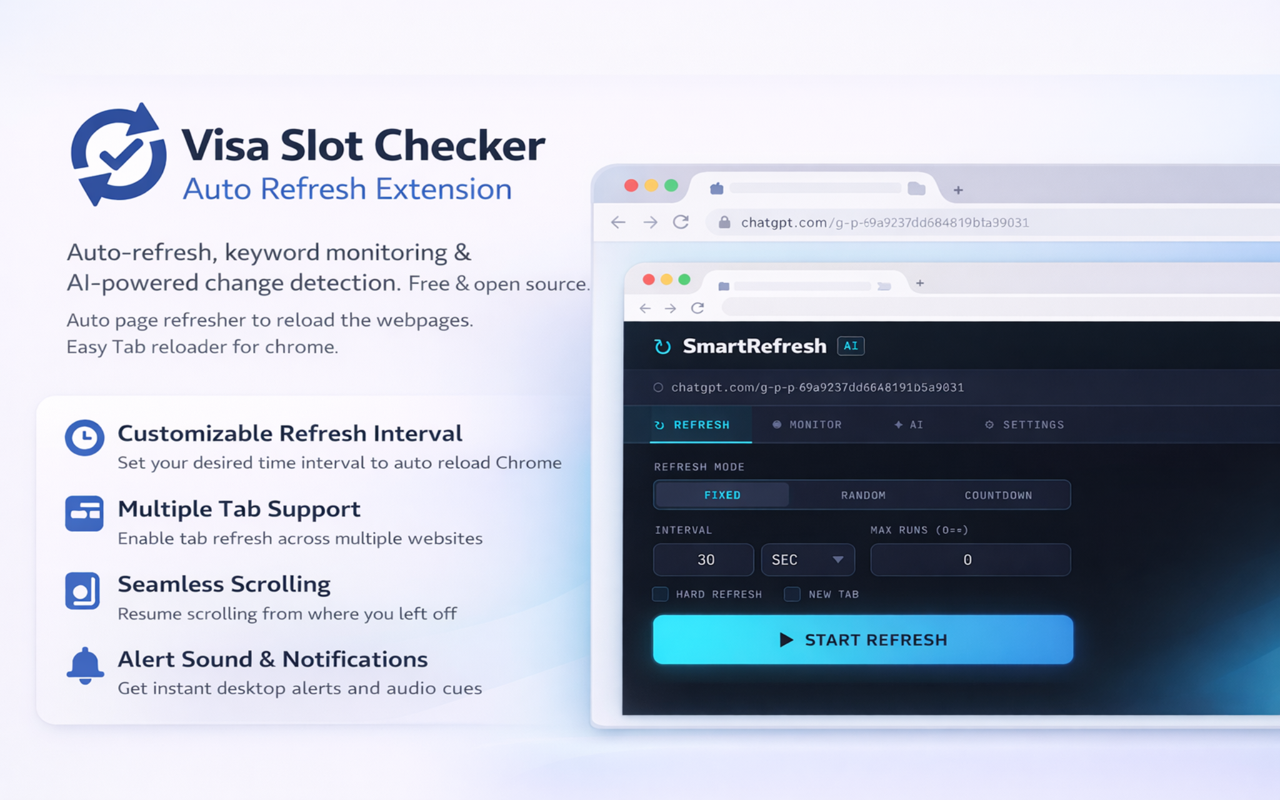 Visa Slot Checker – Auto Refresh extension - 截图 2