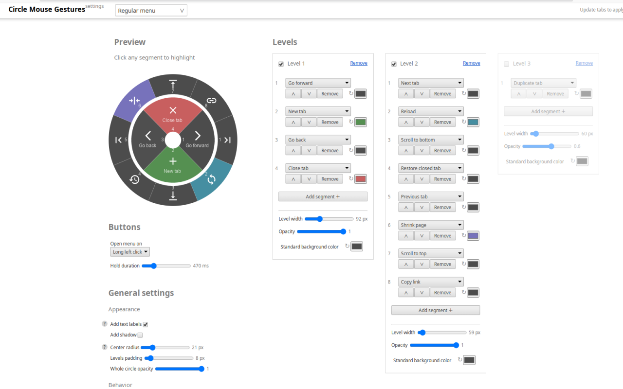 Circle Mouse Gestures (pie menu) - 截图 1