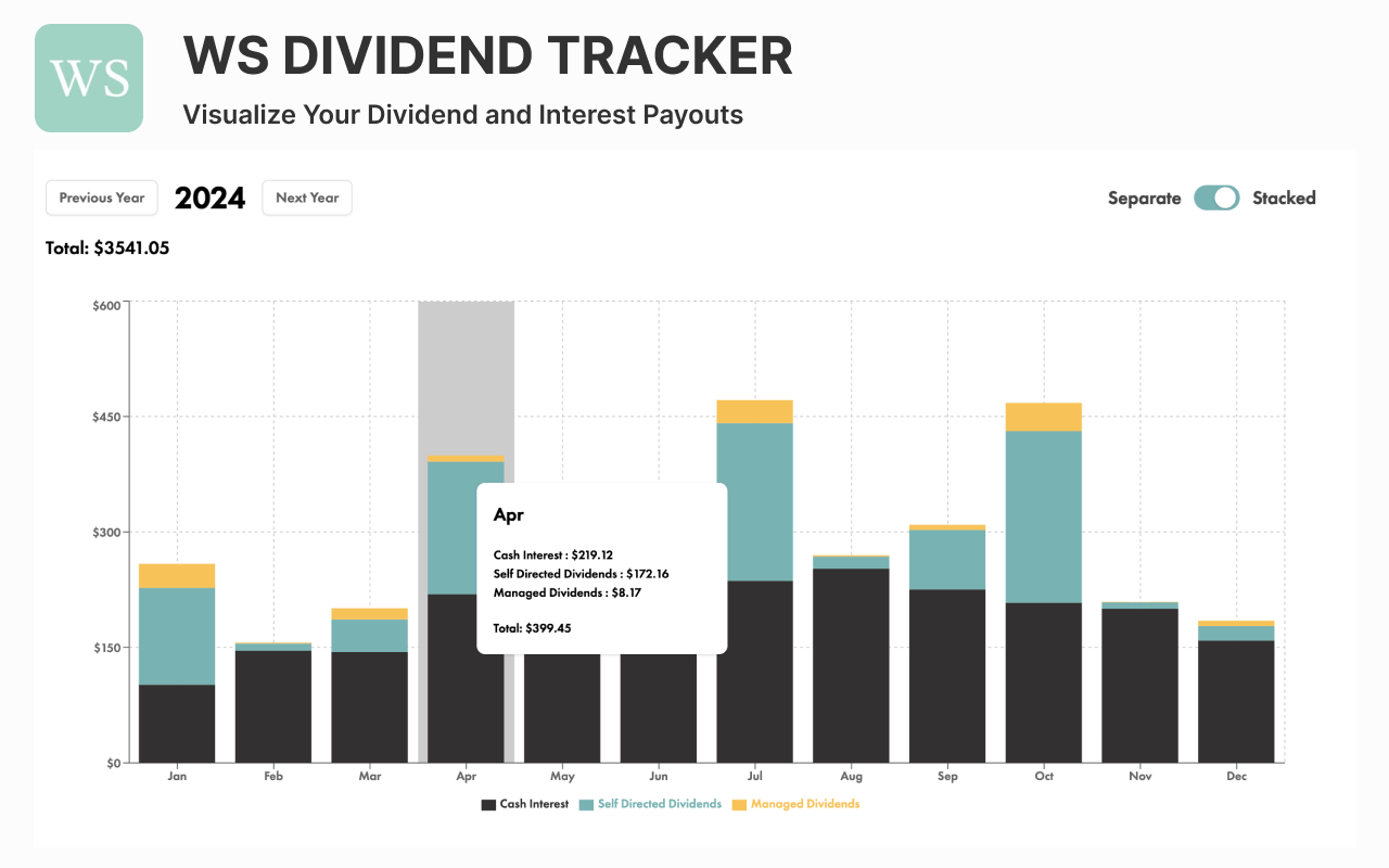 WealthSimple Dividend Tracker - 截图 1