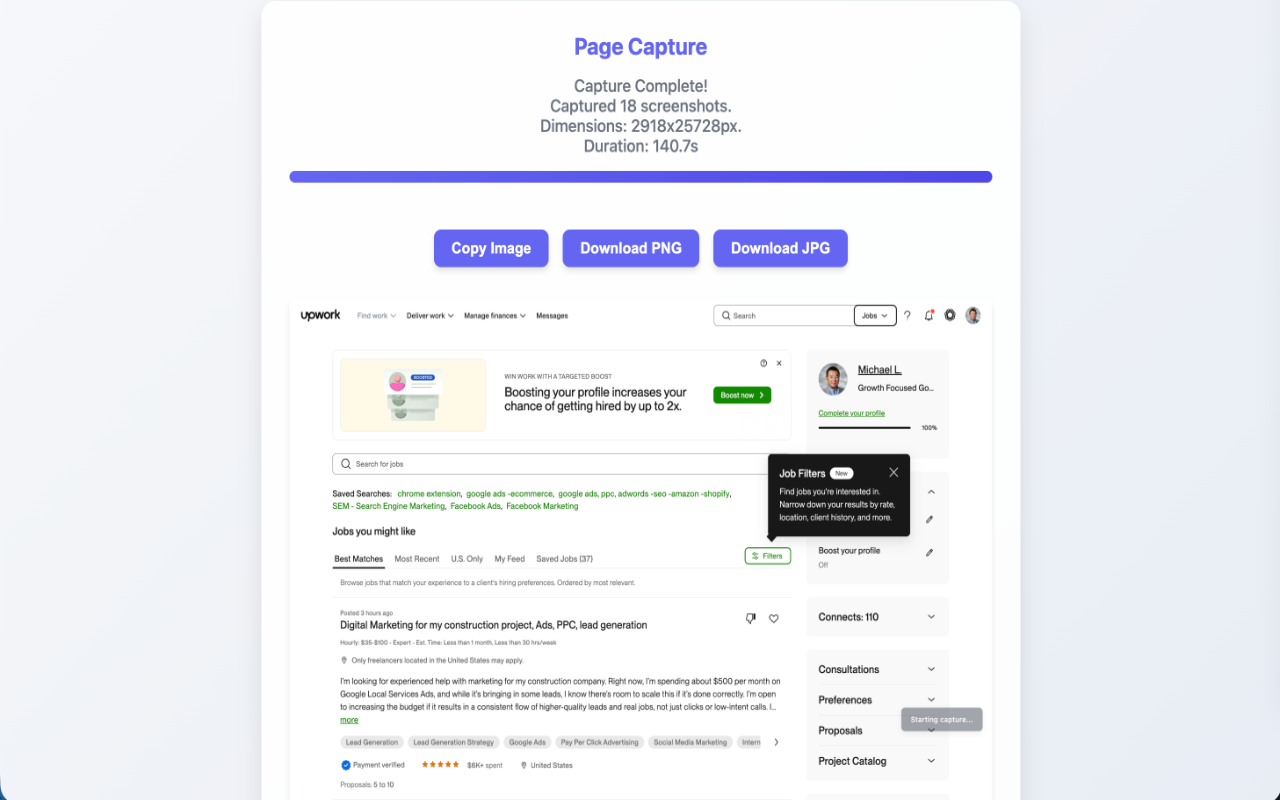 InstaScroll: Full Page Screenshots for Chrome - 截图 3