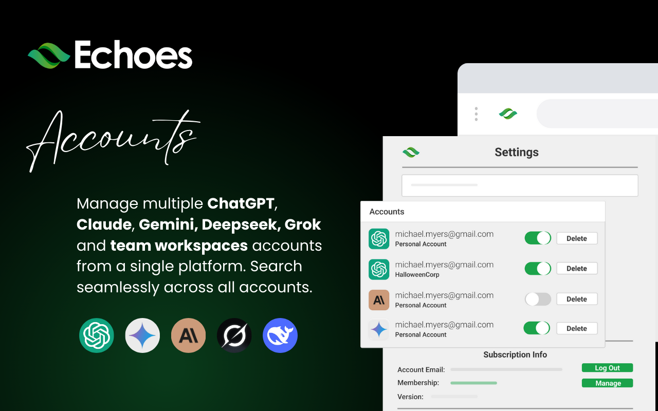 Echoes-ChatGPT, Claude & Gemini Tool for Search, Label, Export & Summarize - 截图 4