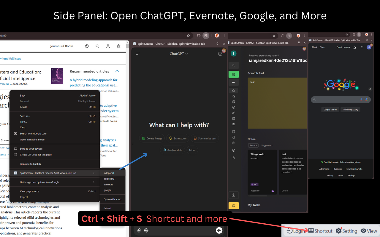 Split Screen in Tab - ChatGPT Sidebar - 截图 2