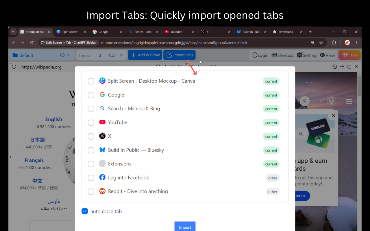 Split Screen in Tab - ChatGPT Sidebar - 截图 4