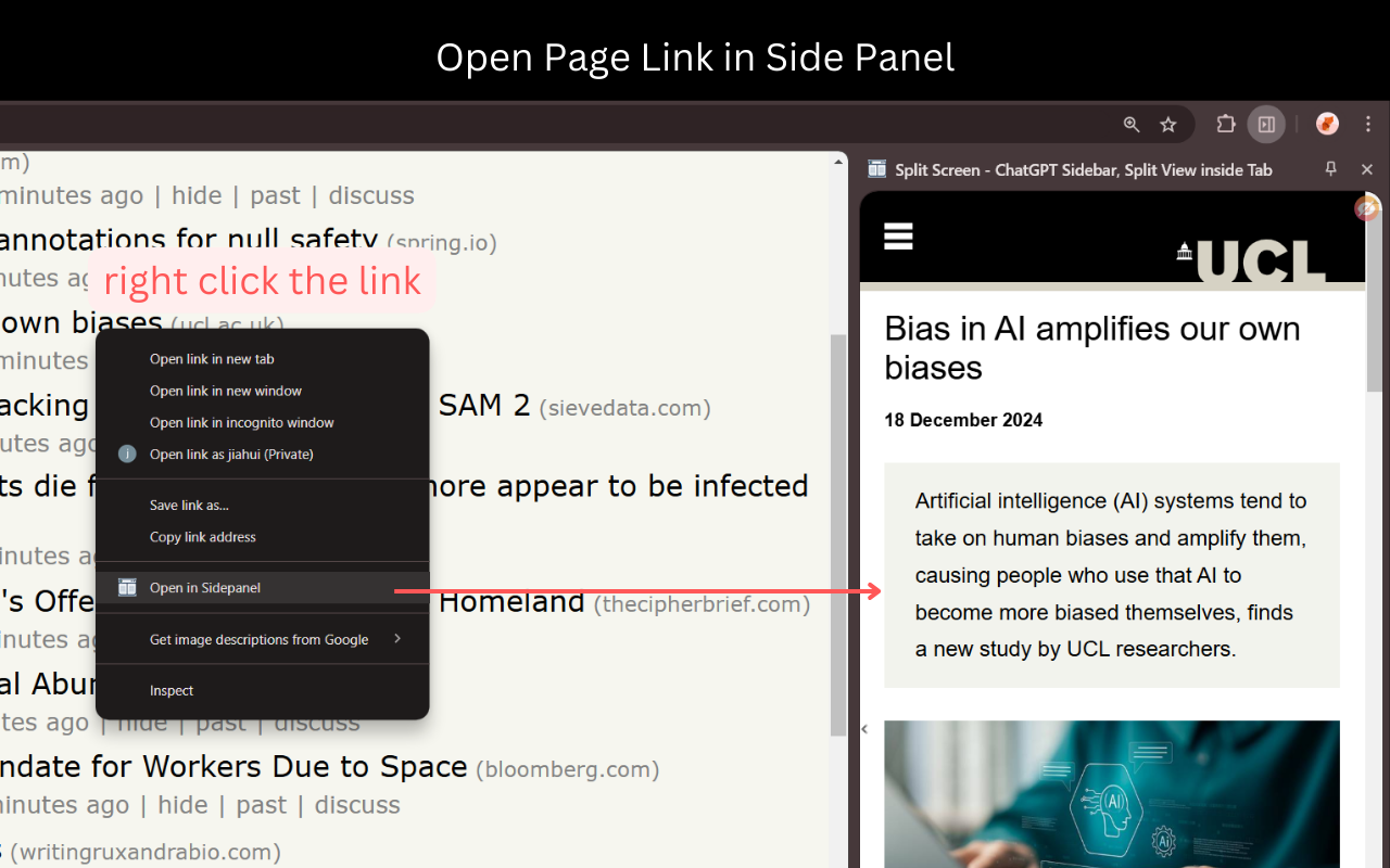 Split Screen in Tab - ChatGPT Sidebar - 截图 5