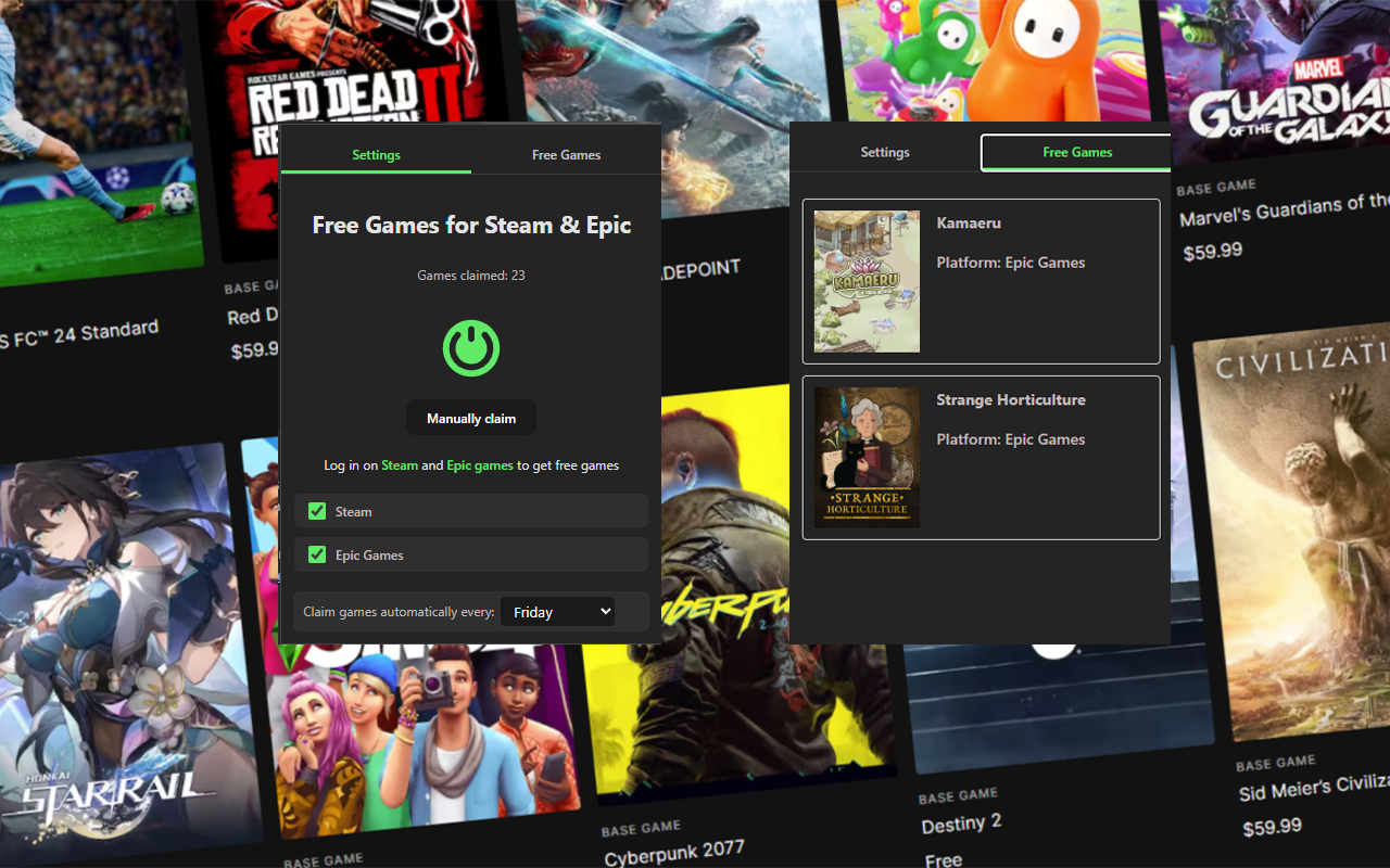 Free Game Claimer for Steam & Epic - 截图 3