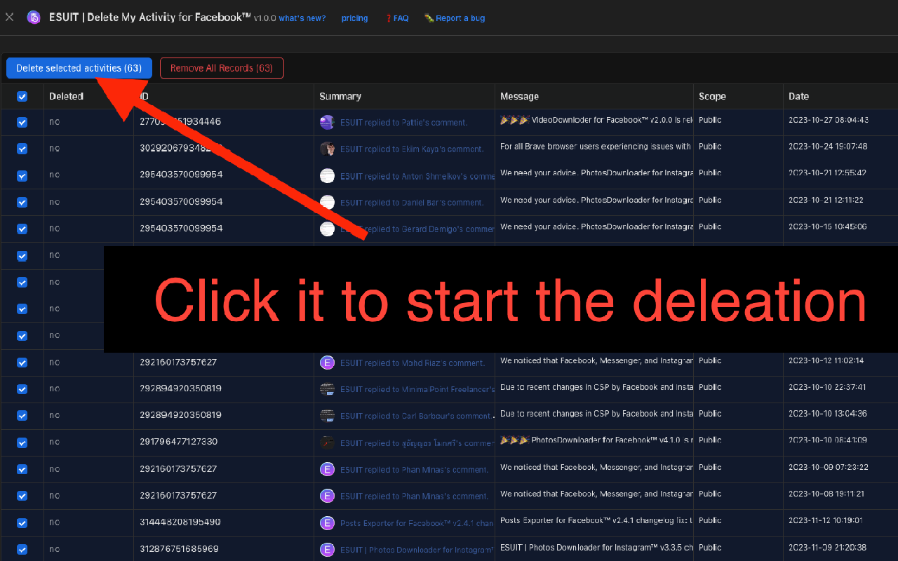 ESUIT | Delete My Activity for Facebook™ - 截图 1