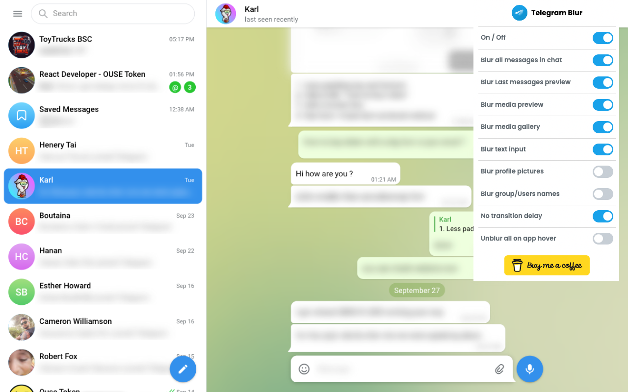 Telegram Blur - Advanced Telegram Web Privacy - 截图 2