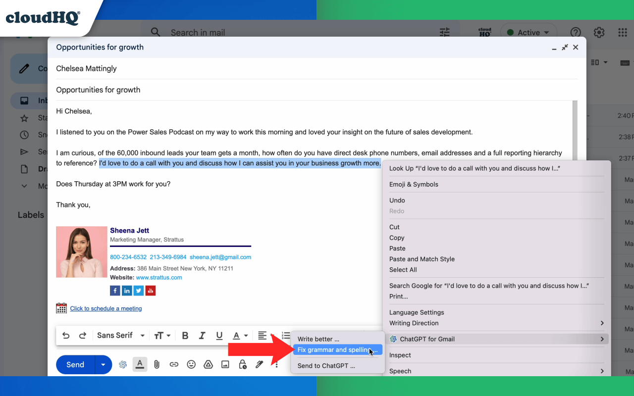 ChatGPT for Gmail by cloudHQ - 截图 1