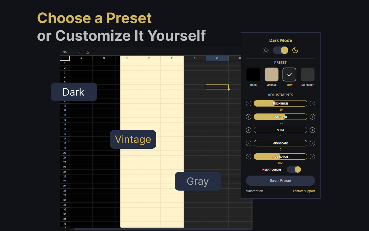 Google Sheets Dark Mode - 截图 2
