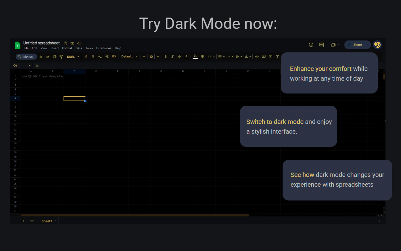 Google Sheets Dark Mode - 截图 3