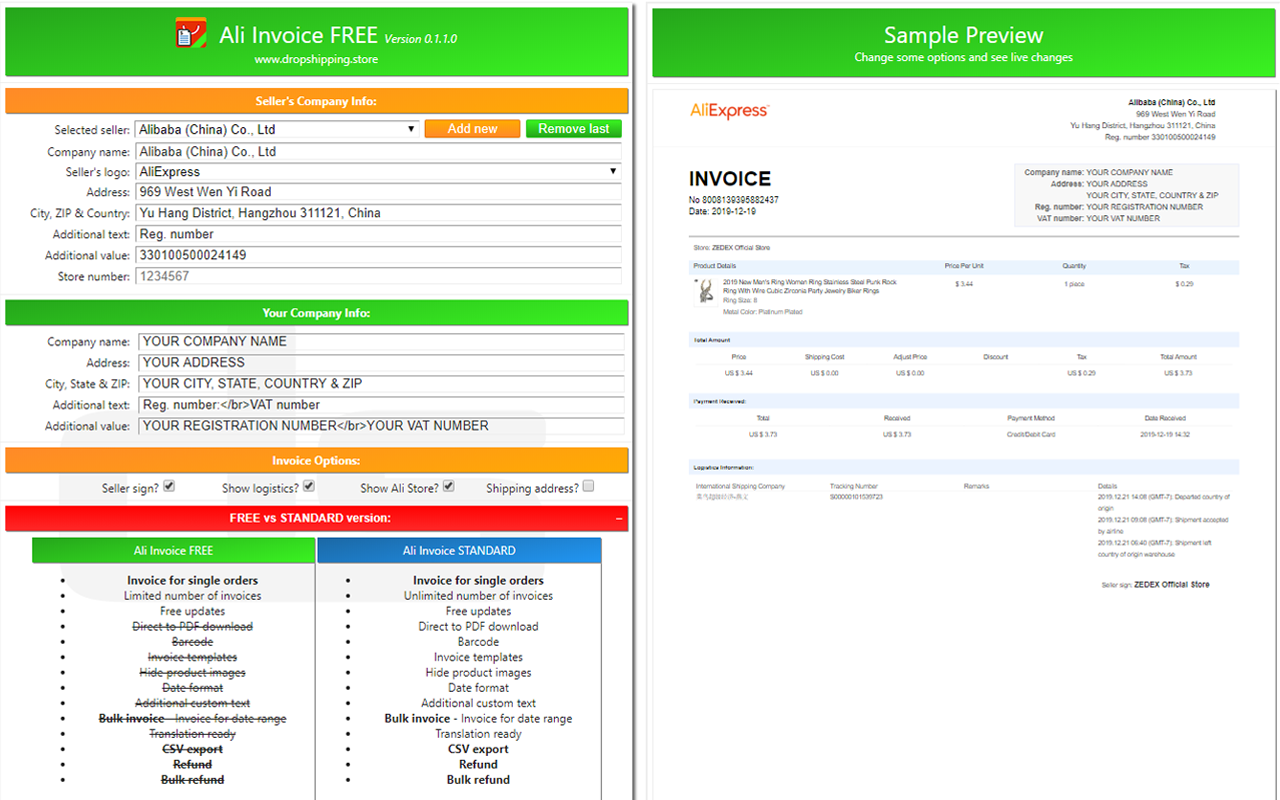Ali Invoice FREE - 截图 3